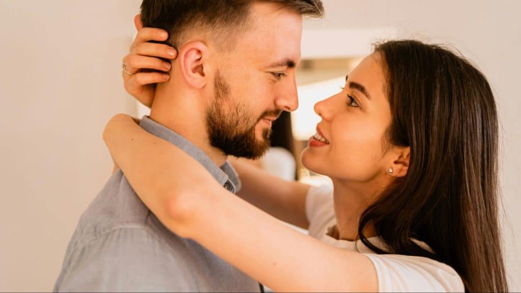 A man and woman close to each other