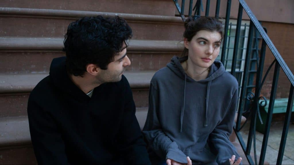 A man and woman talking