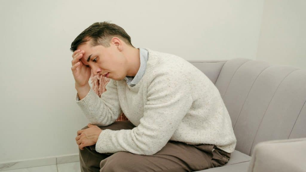 man stressed and thinking
