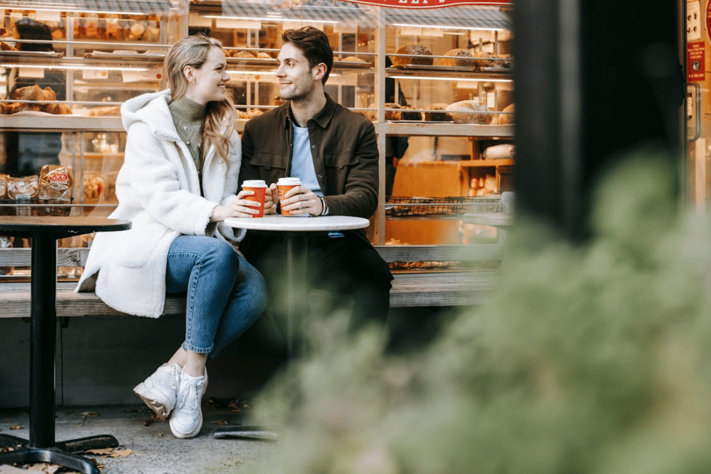 A couple looking at each other