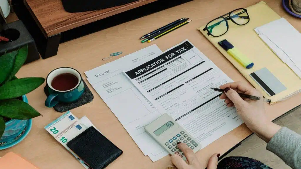 A person fixing their taxes