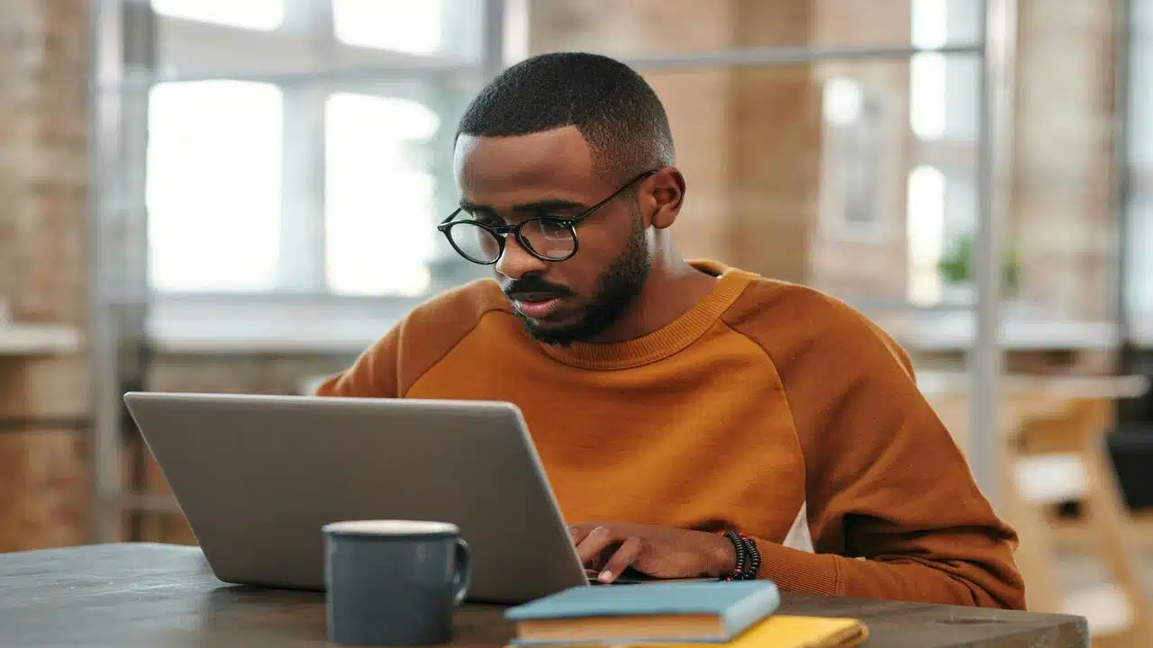 A man studying and reading