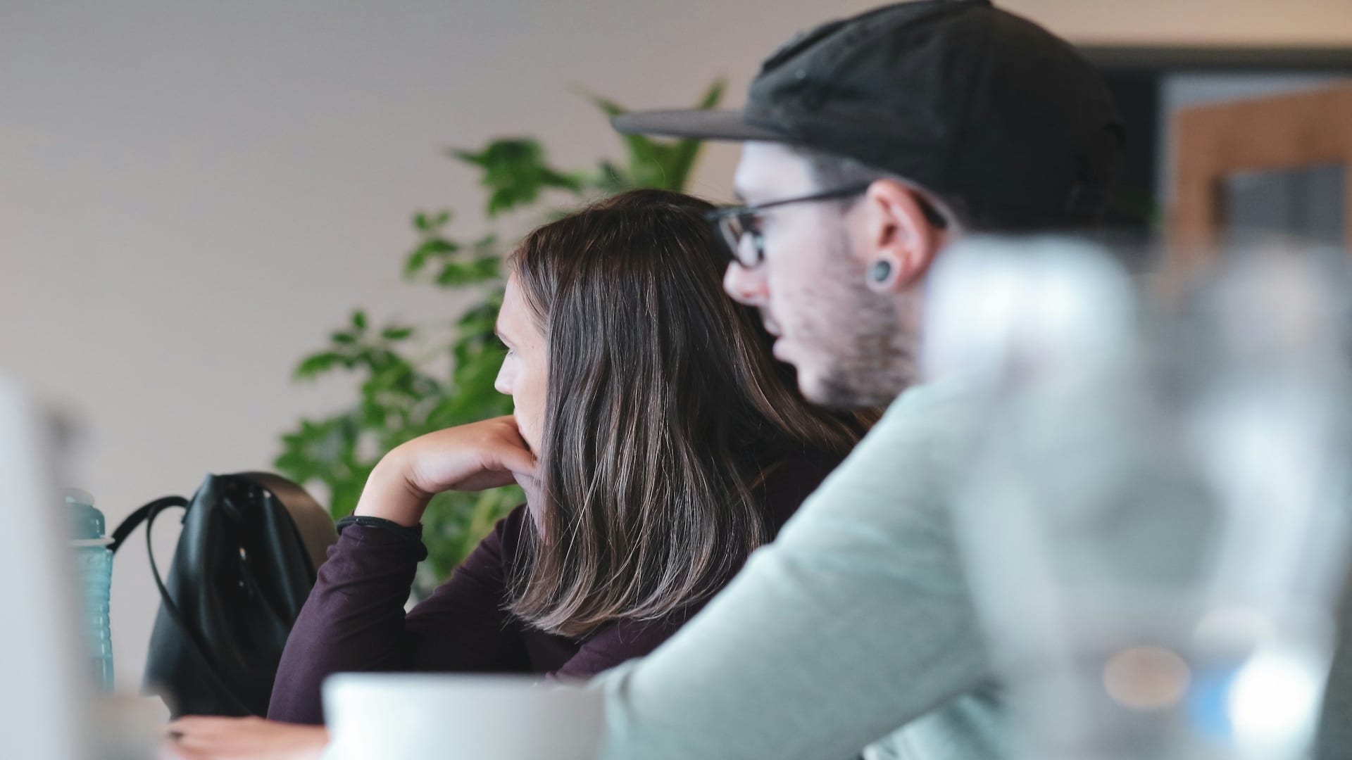 couple having serious conversation indoors