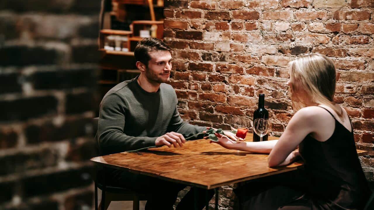 A couple on a wine date
