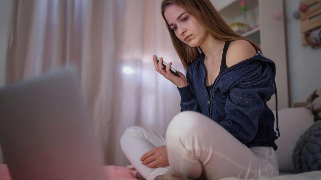 A woman receiving a message
