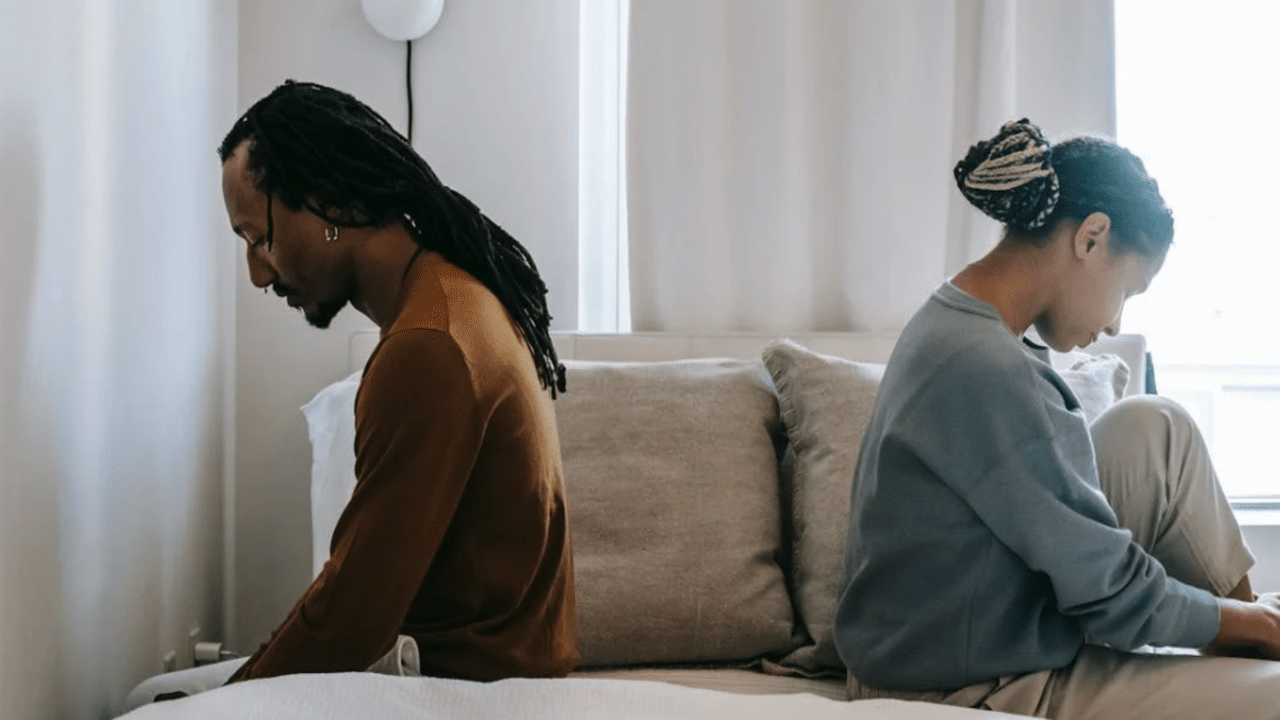 A couple refusing to look at each other