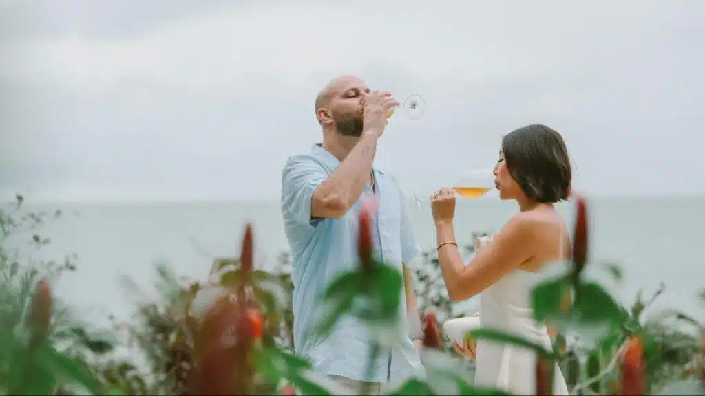 A man and woman drinking