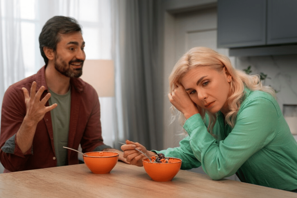 Woman uninterested with man’s story