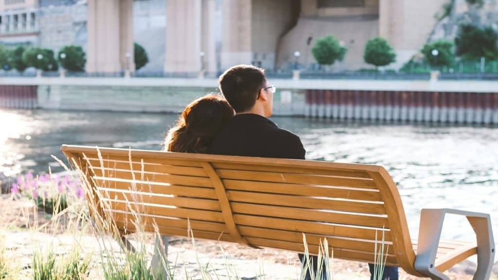 couple sitting close together
