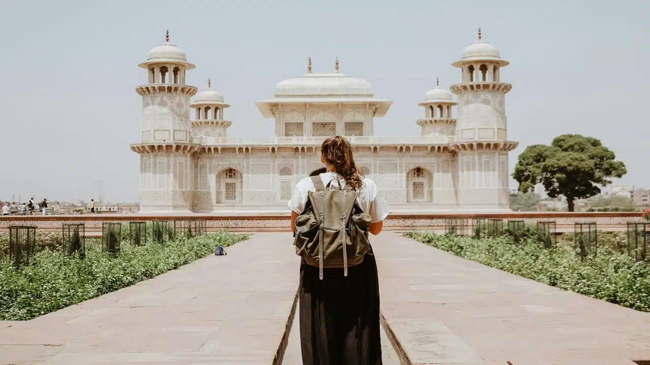 A woman traveling by herself