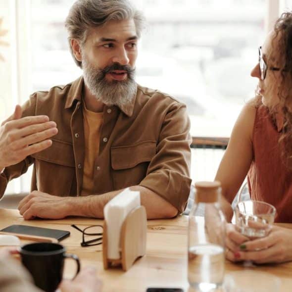 A group of people having a discussion