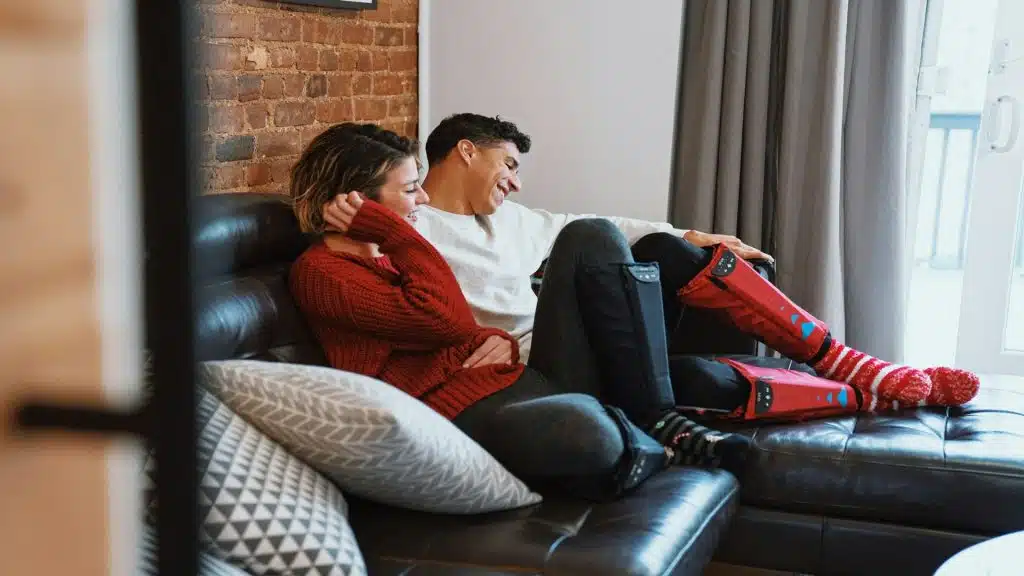 couple sitting together talking comfortably