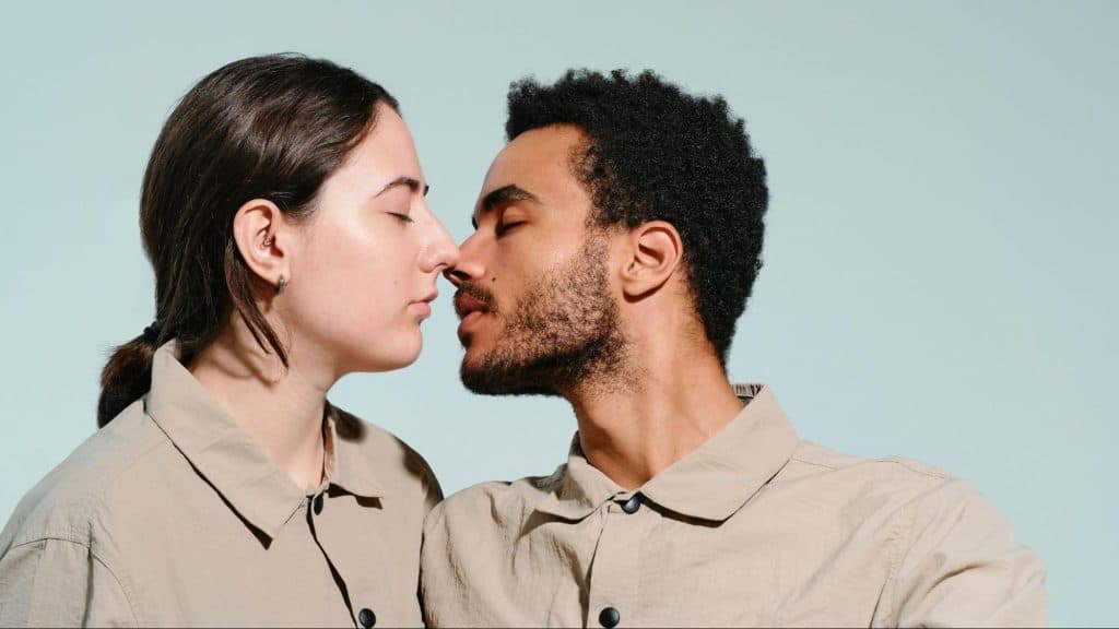 A man and woman close to each other