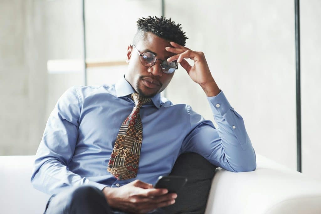 serious man thinking indoors