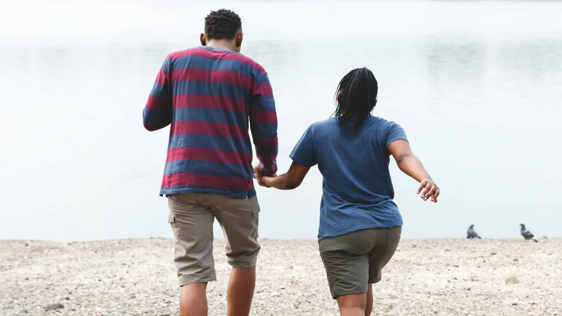 couple walking together calmly