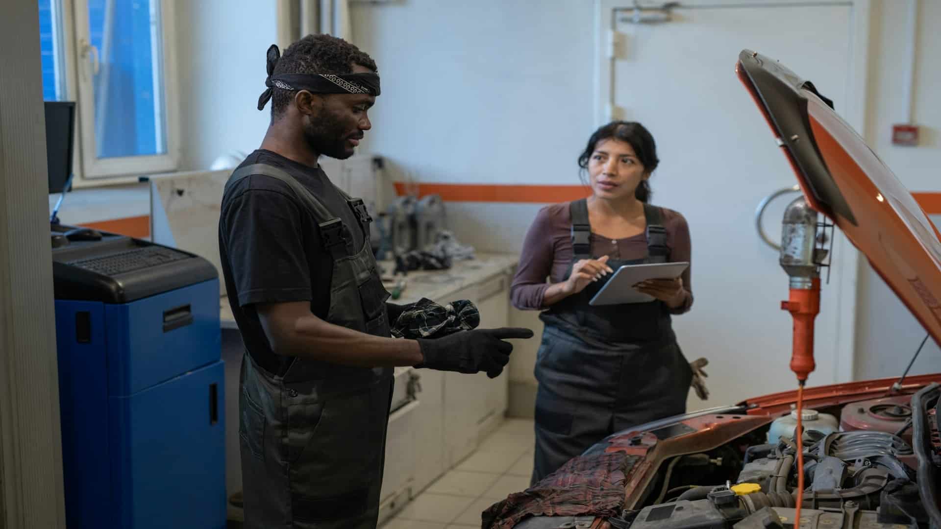 man helping partner with task