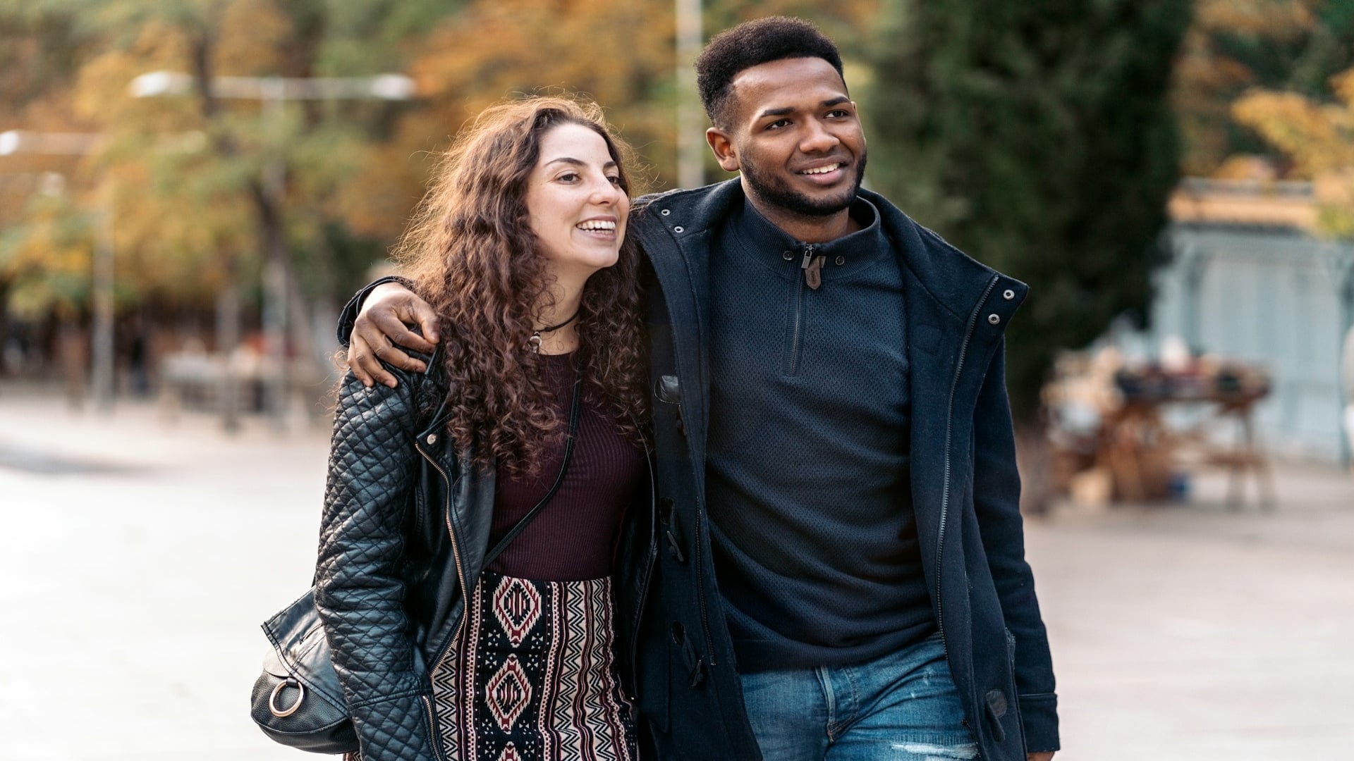 couple walking together during relaxed conversation