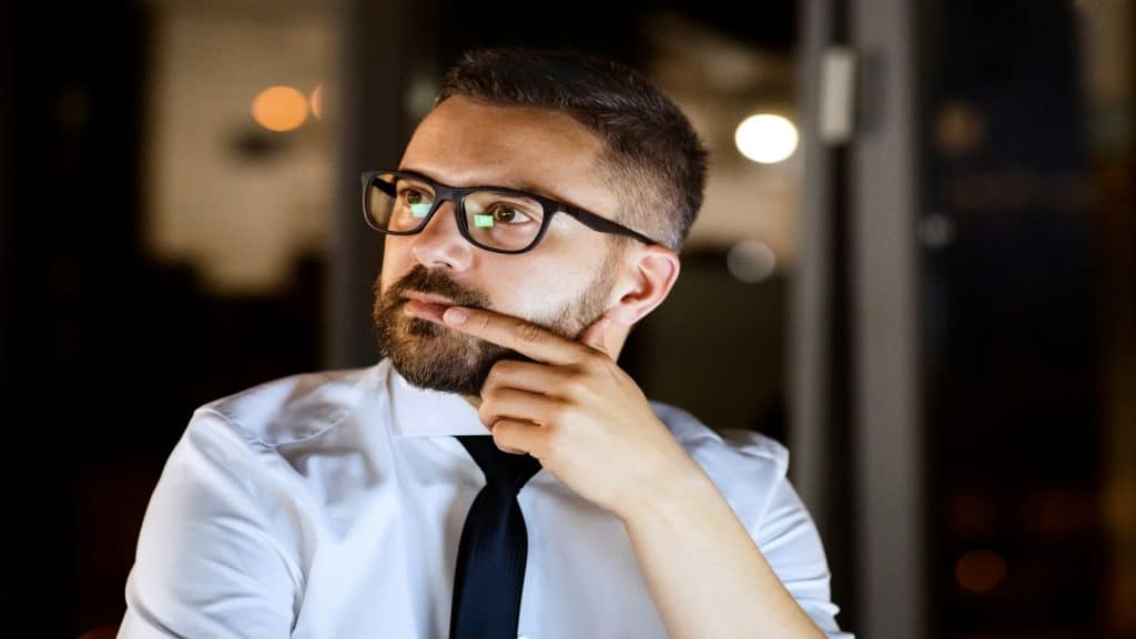 man thinking quietly