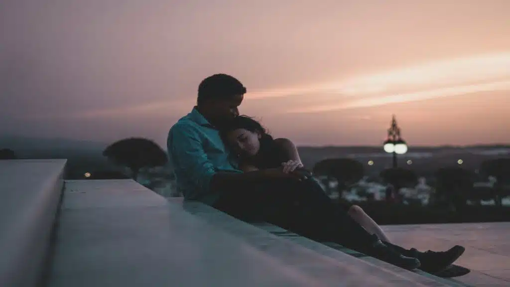 couple sitting close
