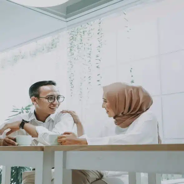 couple sitting together during conversation