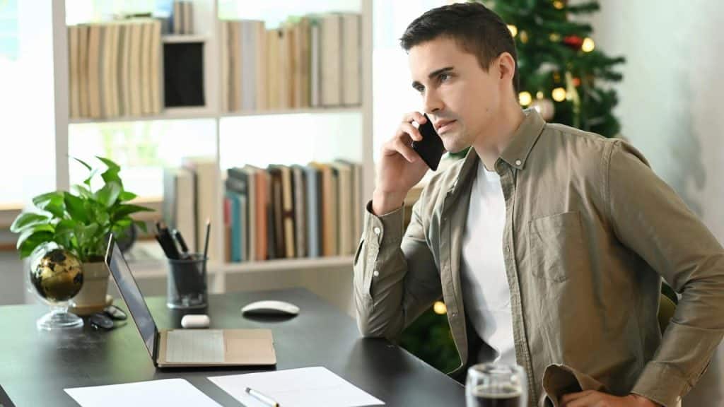 A man on a phone call