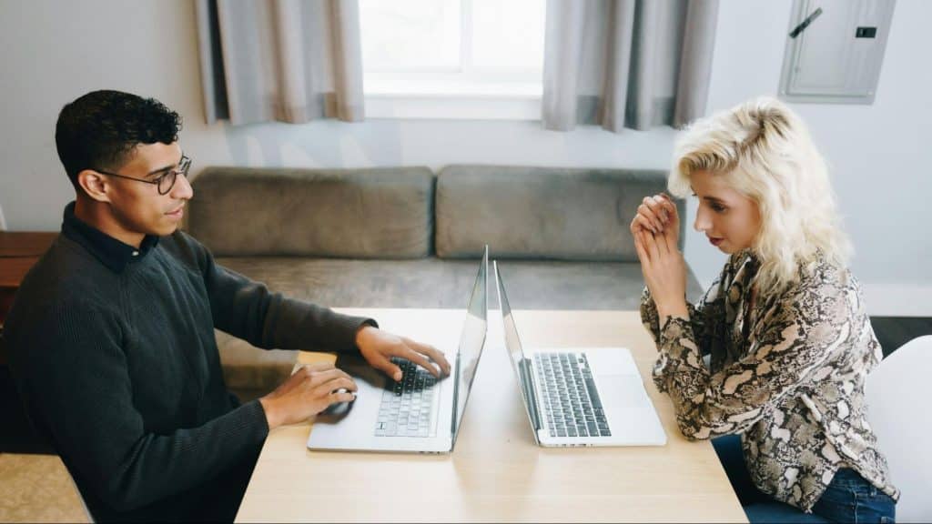 A man and  woman having a conversation