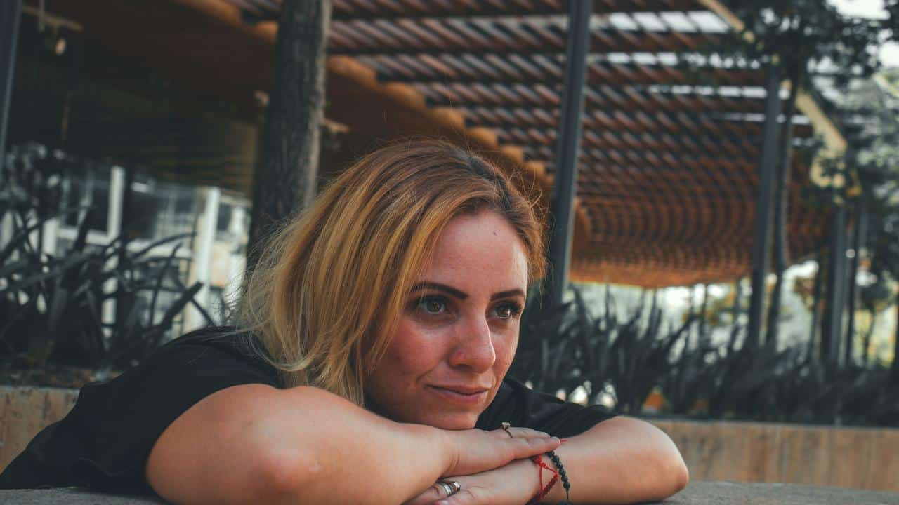 A woman resting her chin