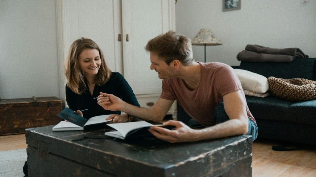 couple reviewing savings plan