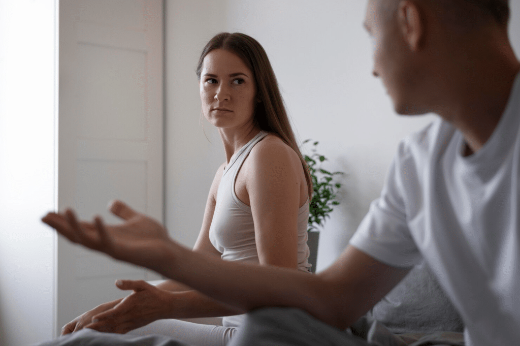 A man and woman having a debate