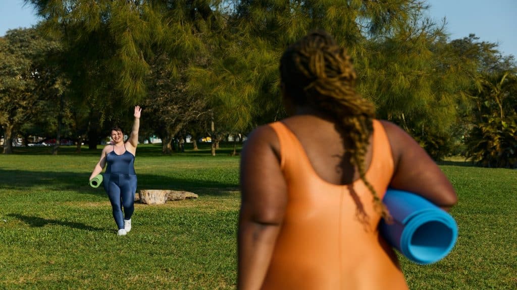 woman walking outdoors confidently