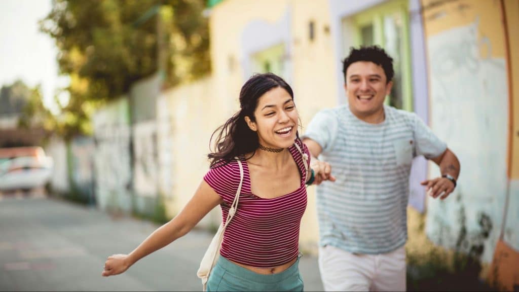 A man and woman having fun