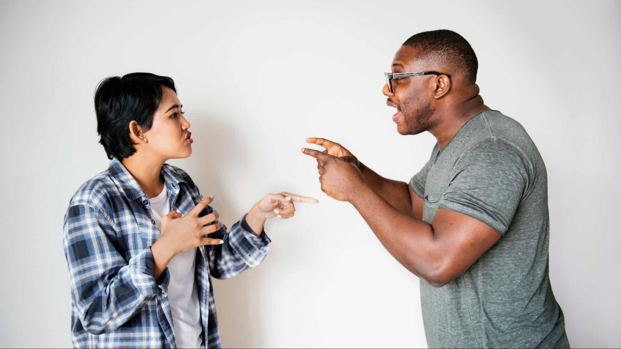 A man and woman arguing