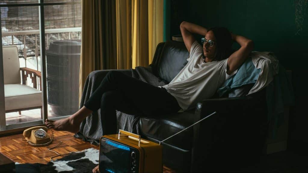 A man relaxing alone