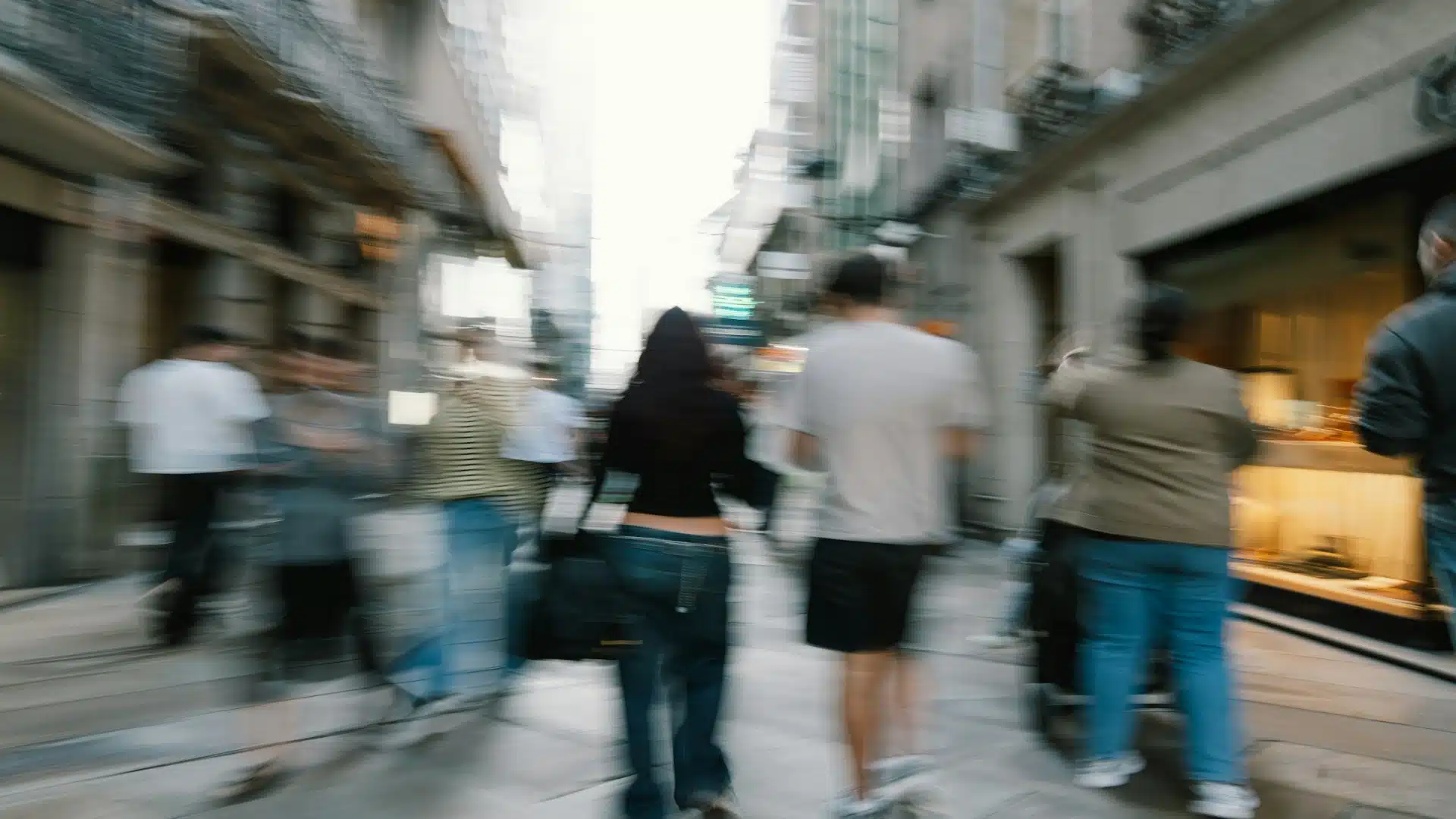 couple walking together in busy street