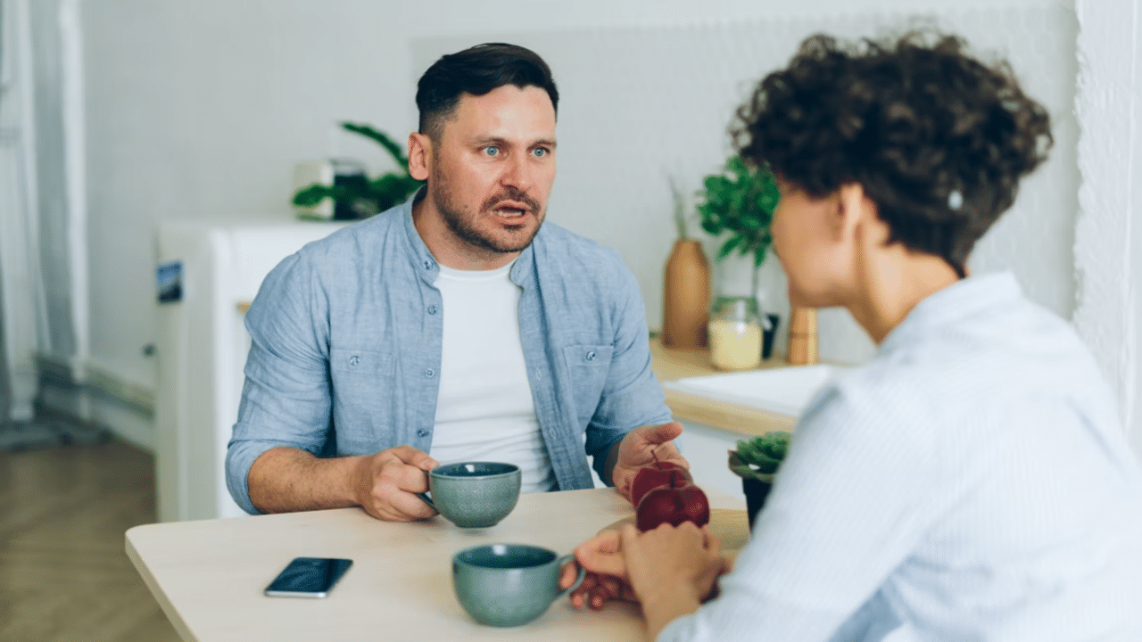 A man yelling at his wife