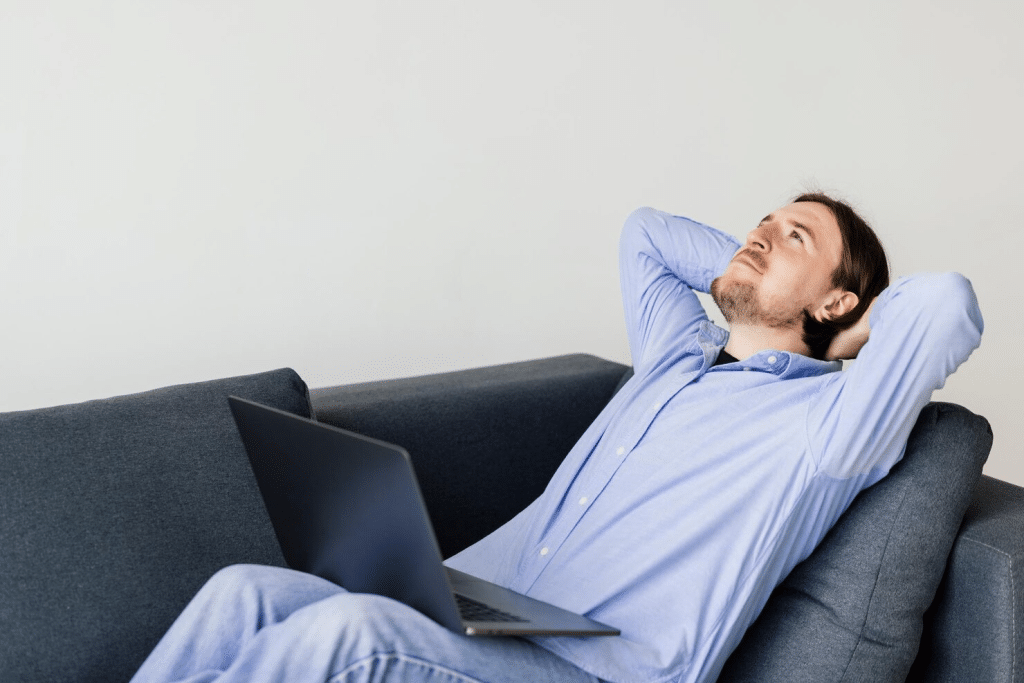 A man daydreaming about being single