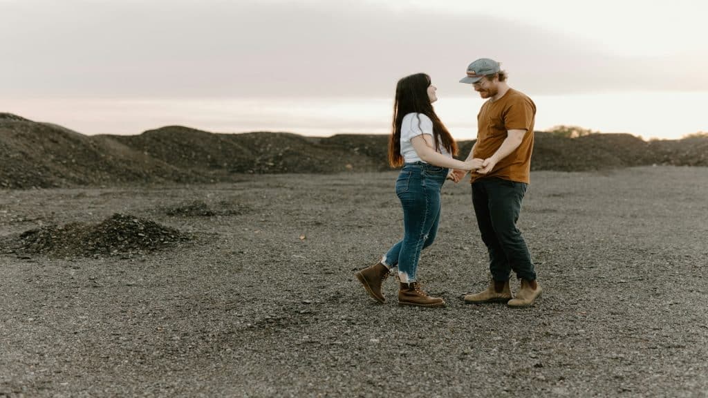 couple walking closely together
