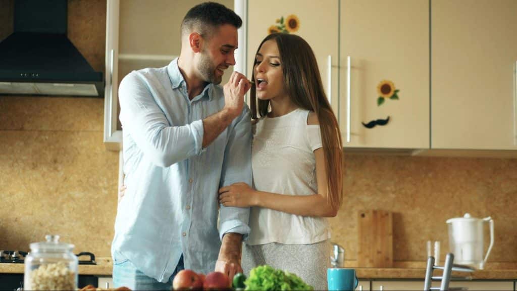 A man and woman sweet to each other