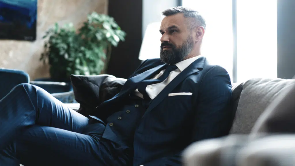 A businessman sitting in his office