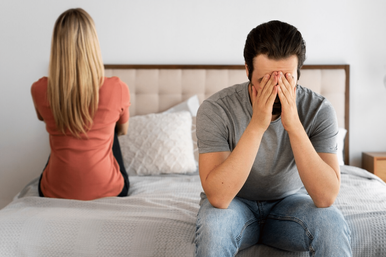 A man and woman not talking to each other