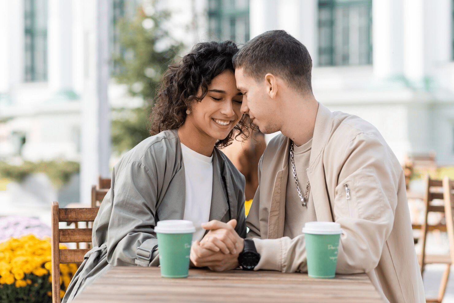 A man and a woman having a date
