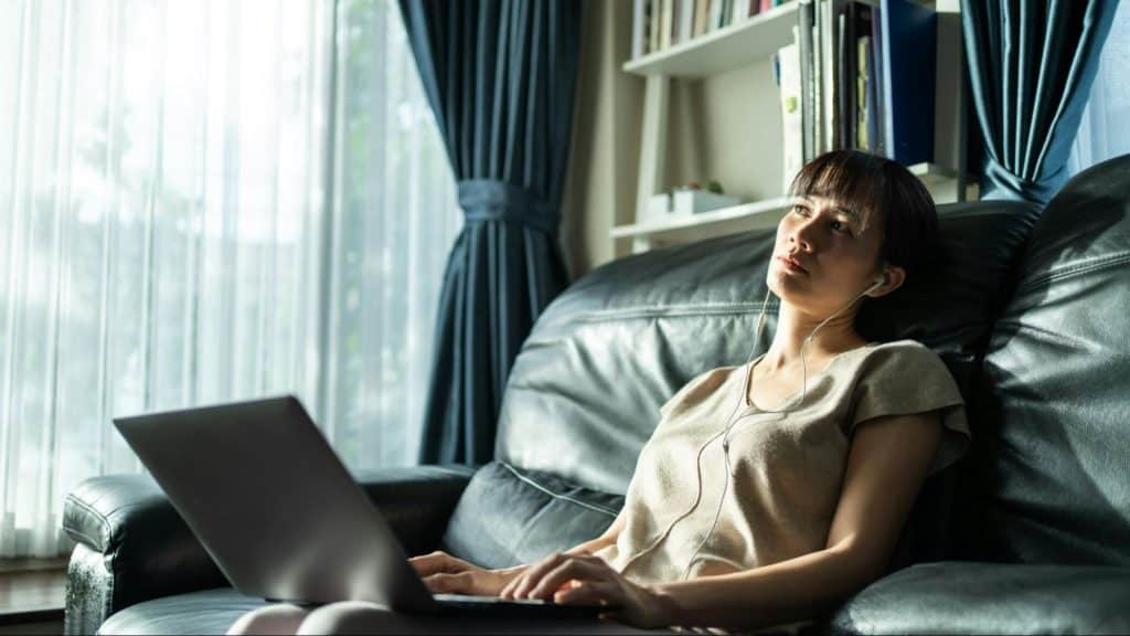 A woman alone and thinking