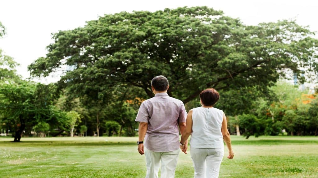 couple walking together outdoors