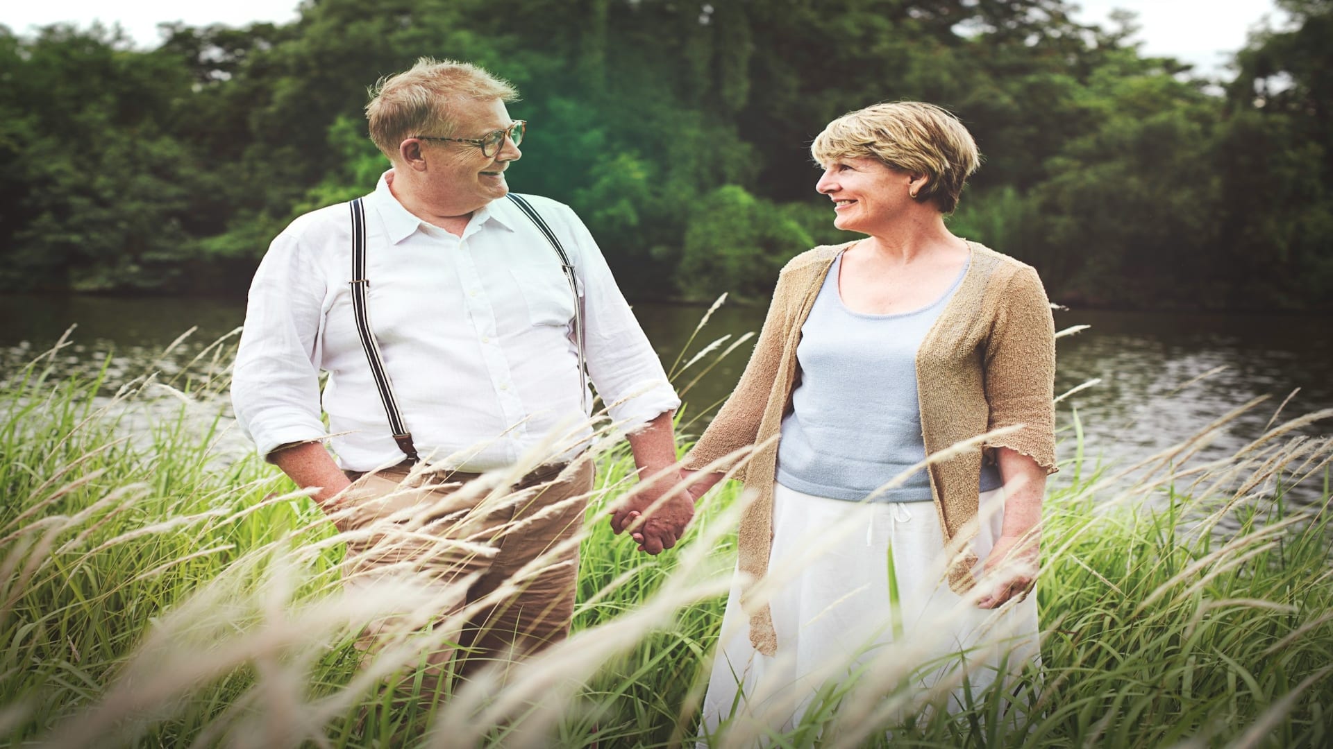 couple walking side by side outdoors