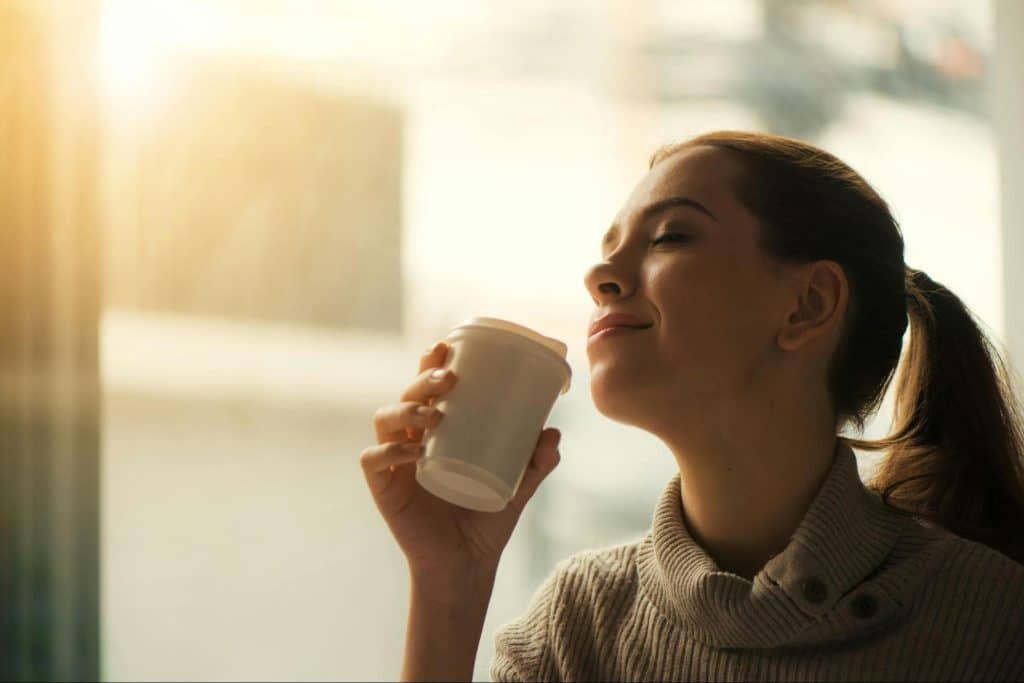 Woman looking relieved