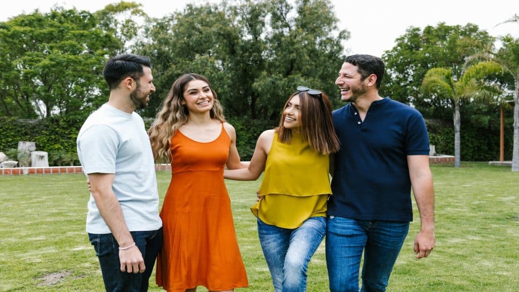 couple meeting friends together