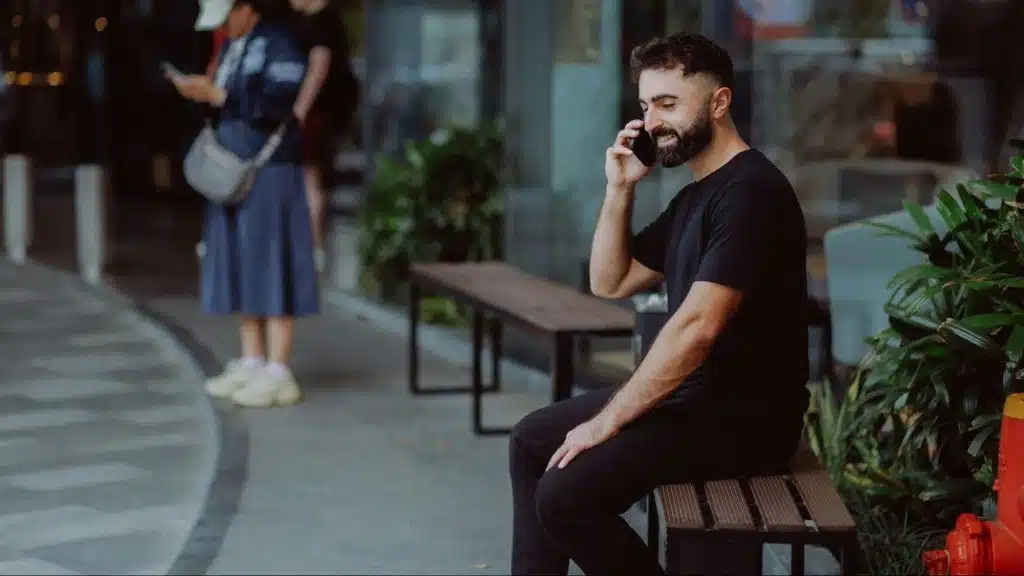 A man calling woman 