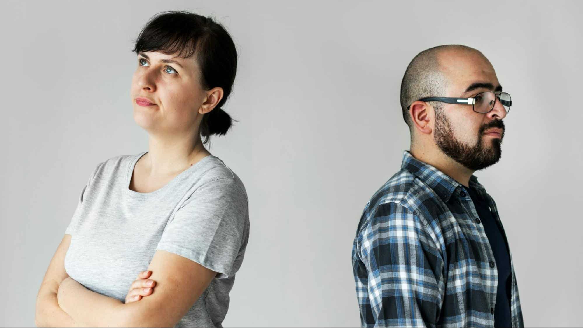 A man and woman not talking to each other