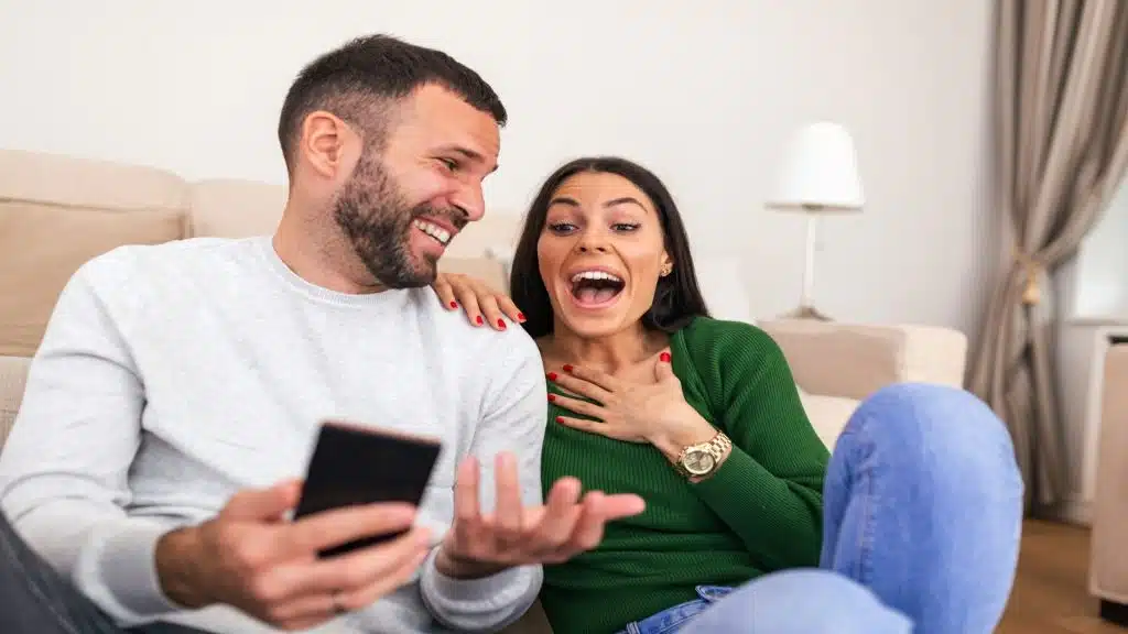 couple laughing together