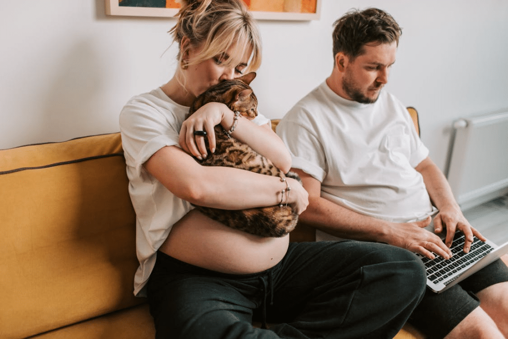 Man and woman on couch showing no affection